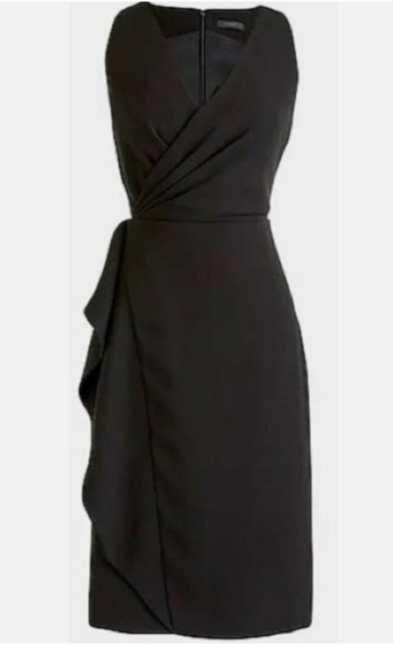 J.Crew 365 Sleeveless Black Faux‑Wrap Crepe Dress Sz14